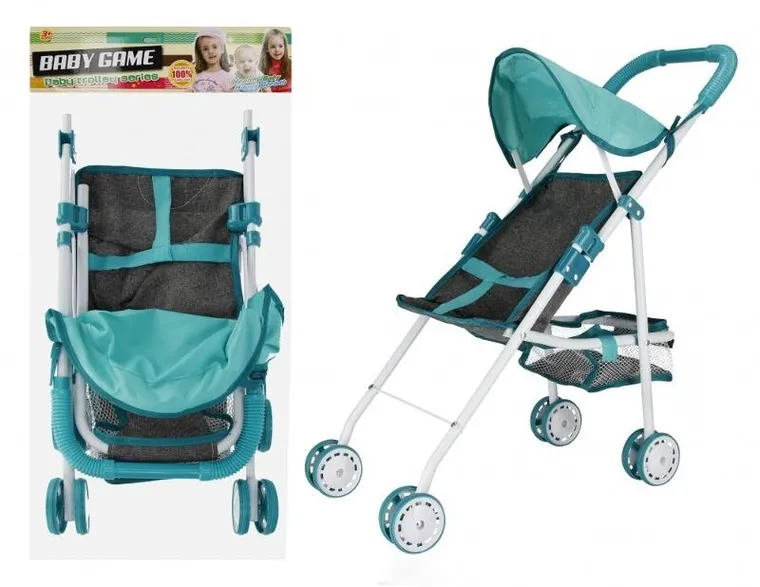 Mega Creative, wózek spacerowy dla lalek, metalowy, szary