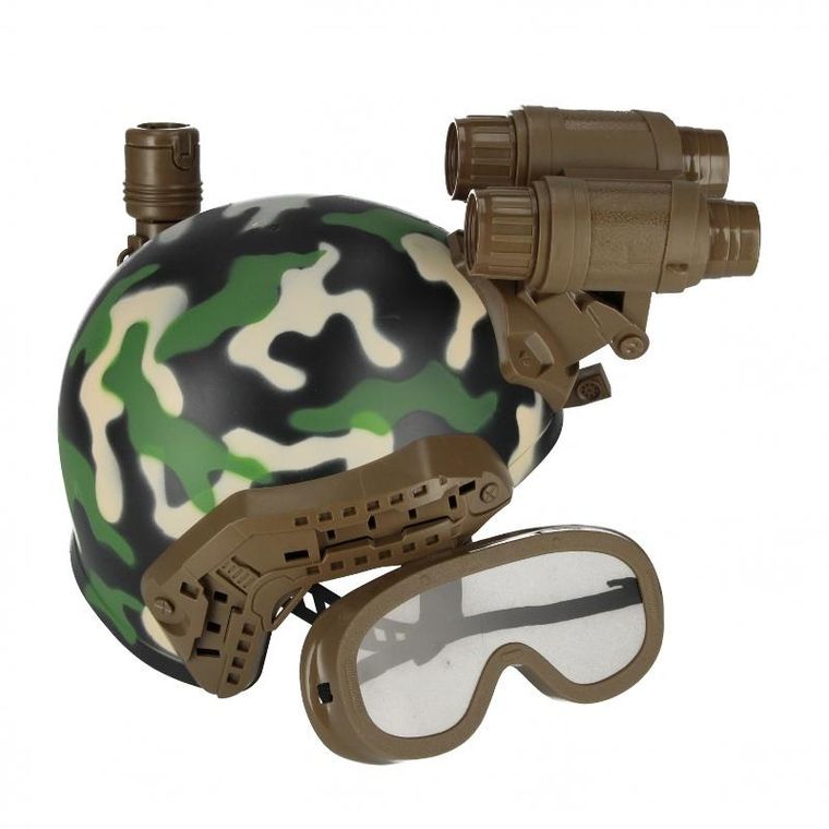 Mega Creative, zestaw wojskowy z kaskiem z lornetką, latarka i goglami