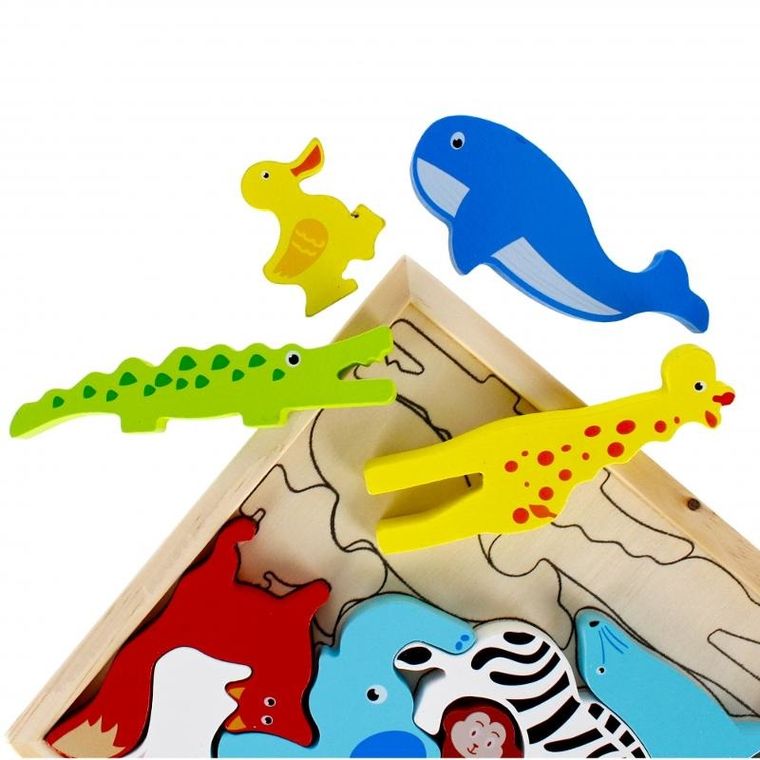 Mega Creative, Zwierzęta, układanka drewniana, 12 elementów
