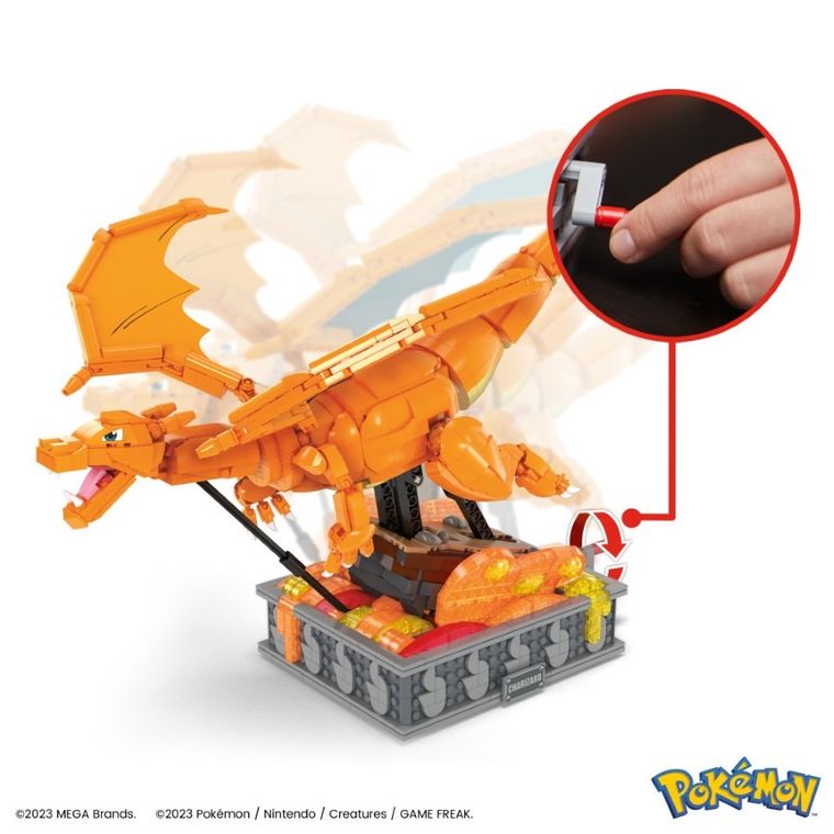 MEGA Pokemon, Mechaniczny Charizard z ruchem, klocki, 1664 elementy
