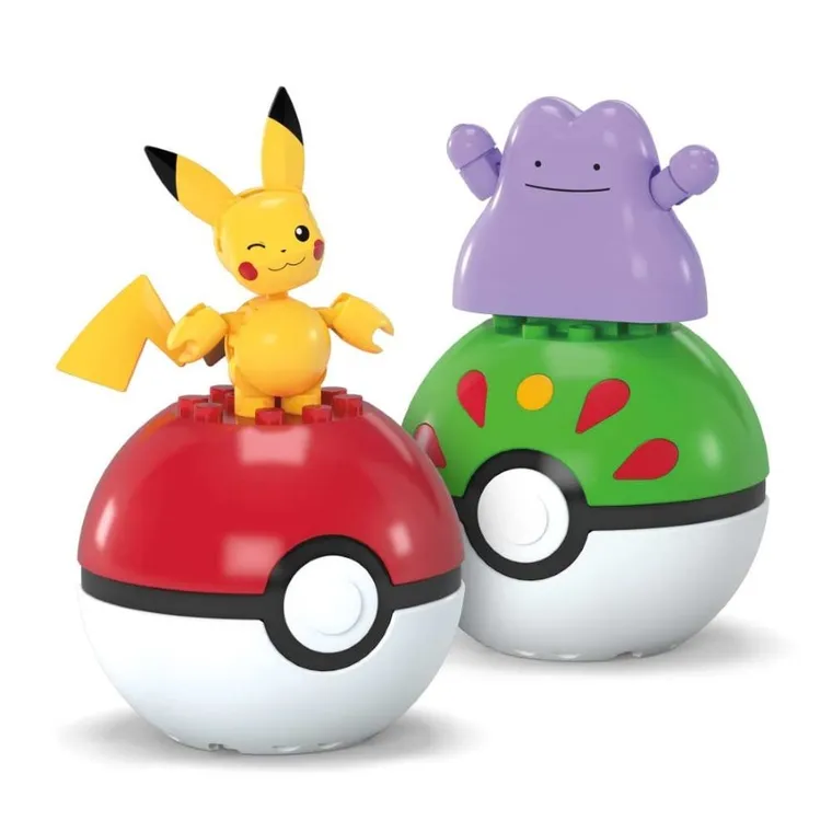 MEGA Pokemon, Pokeball Pikachu i Ditto, 2 figurki, klocki, 42 elementy