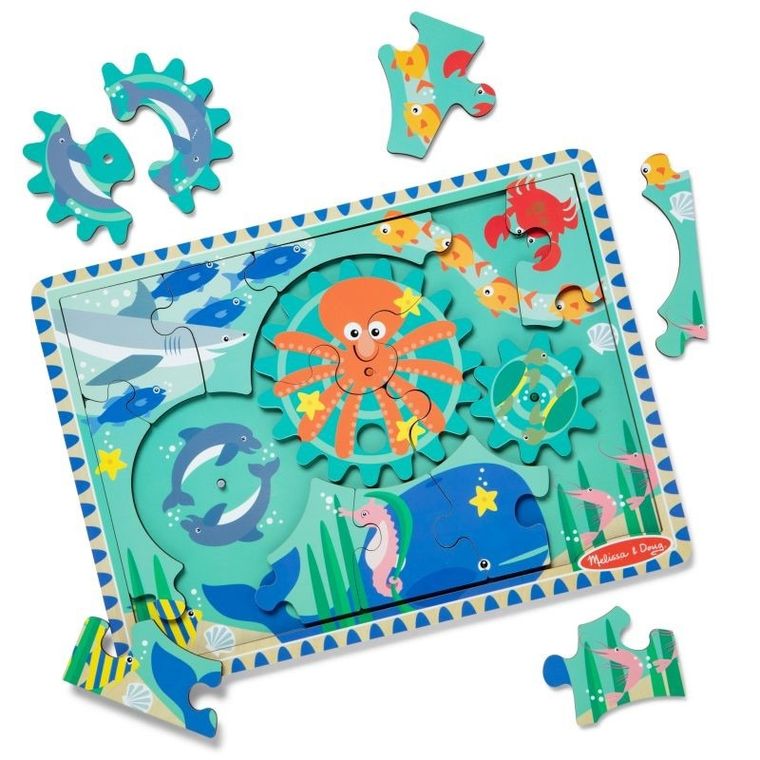 Melissa & Doug, podwodny świat, puzzle z zębatkami