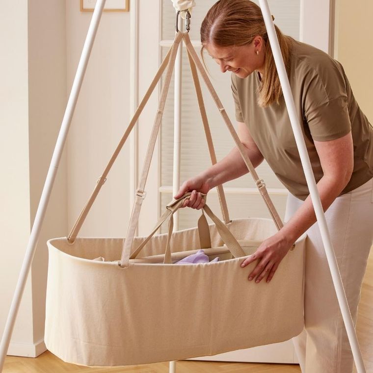 Membantu, bujane łóżeczko dla dzieci, beżowe