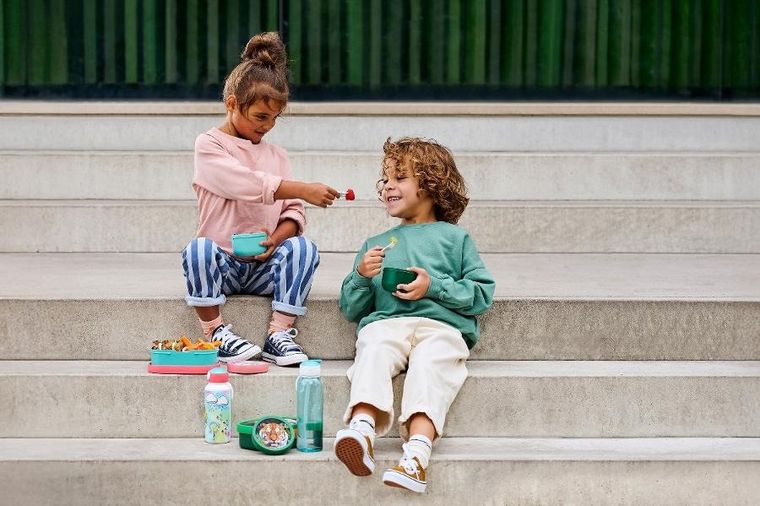 Mepal, Campus, lunchbox, bidon i pojemnik na owoce, zestaw, Cool Blue