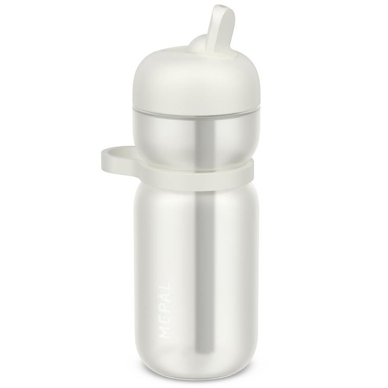 Mepal, Flip Active, bidon sportowy ze słomką, Ceramic White, 600 ml