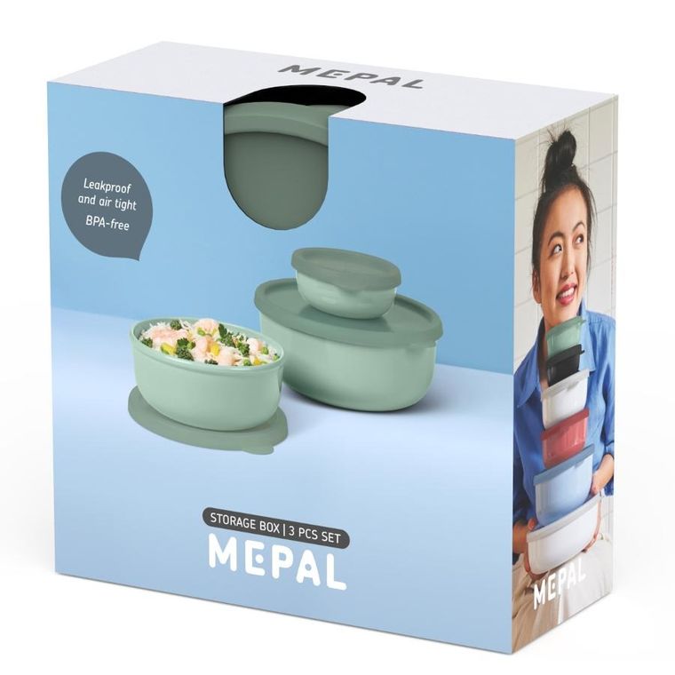 Mepal, Lumina 2.0, zestaw pojemników, Nordic Sage, 250 ml + 750 ml + 1500 ml