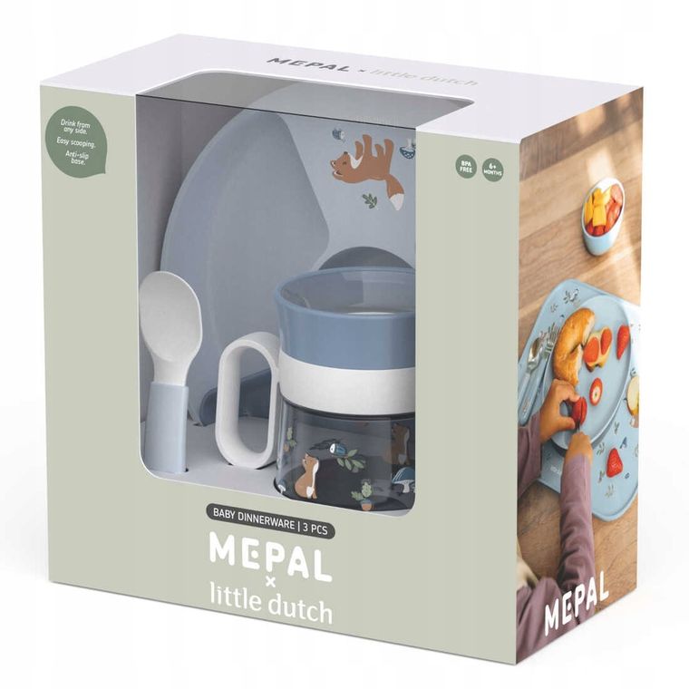 Mepal, Mio, Forest Friends, zestaw obiadowy dziecięcy, niebieski, 3 szt.