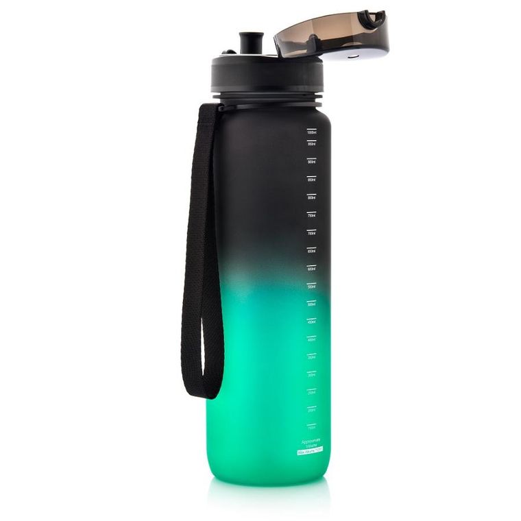 Meteor, bidon sportowy, czarno-zielony, 1000 ml