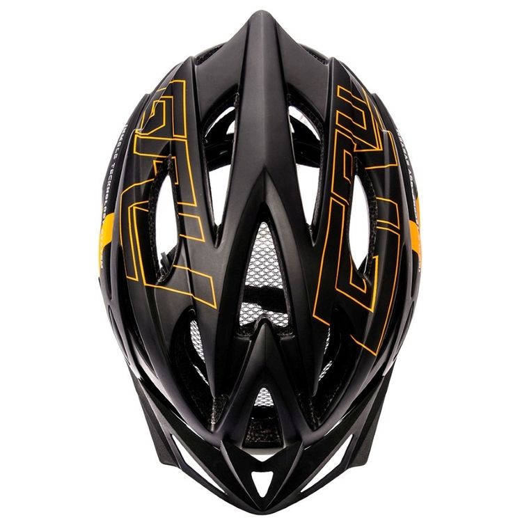 Meteor, Gruver in-mold, kask rowerowy, rozmiar L, 58-61 cm, czarno-pomarańczowy