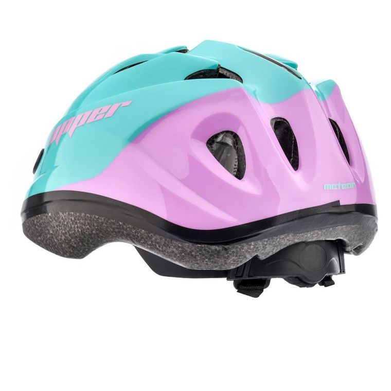 Meteor, kask rowerowy, S 48-52 cm, Apper, miętowy/różowy