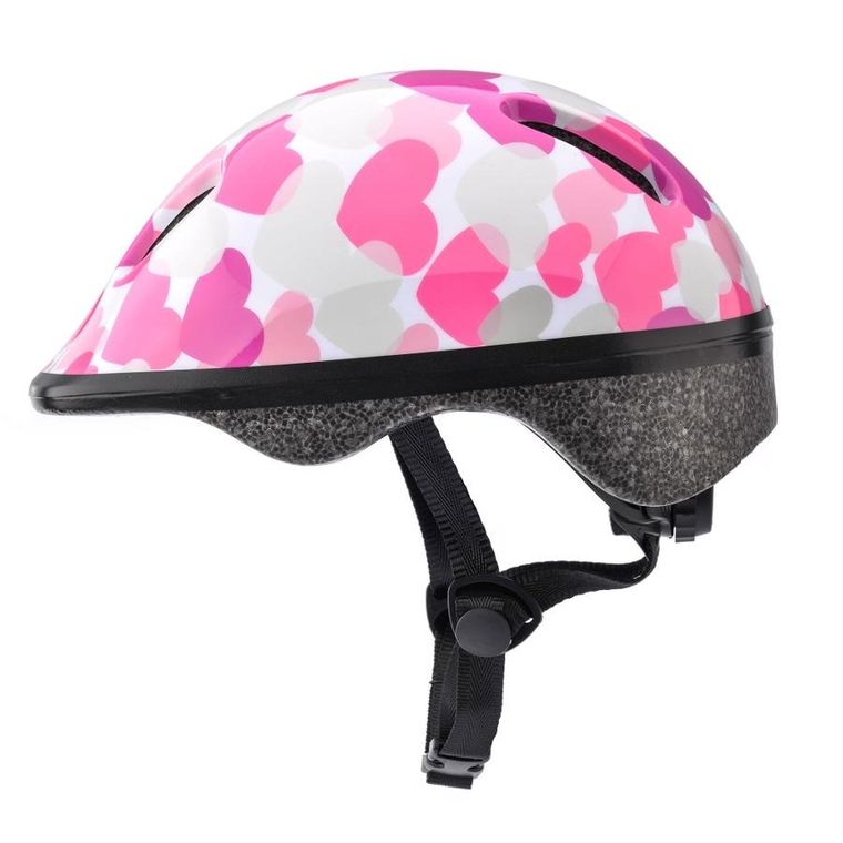 Meteor, kask rowerowy, S 48-52 cm, Pink hearts