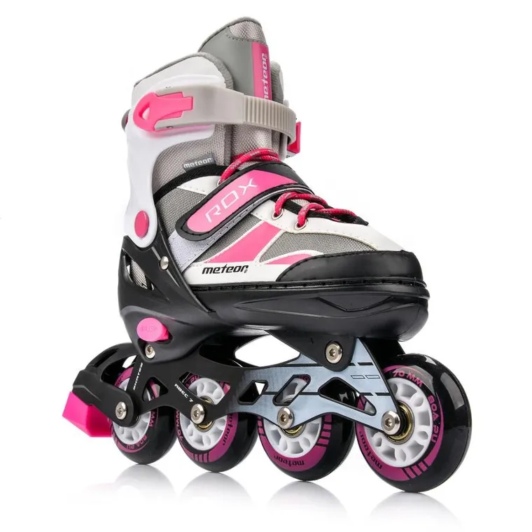 Meteor, Rox, rolki, różowo-szare, rozmiar 30-33