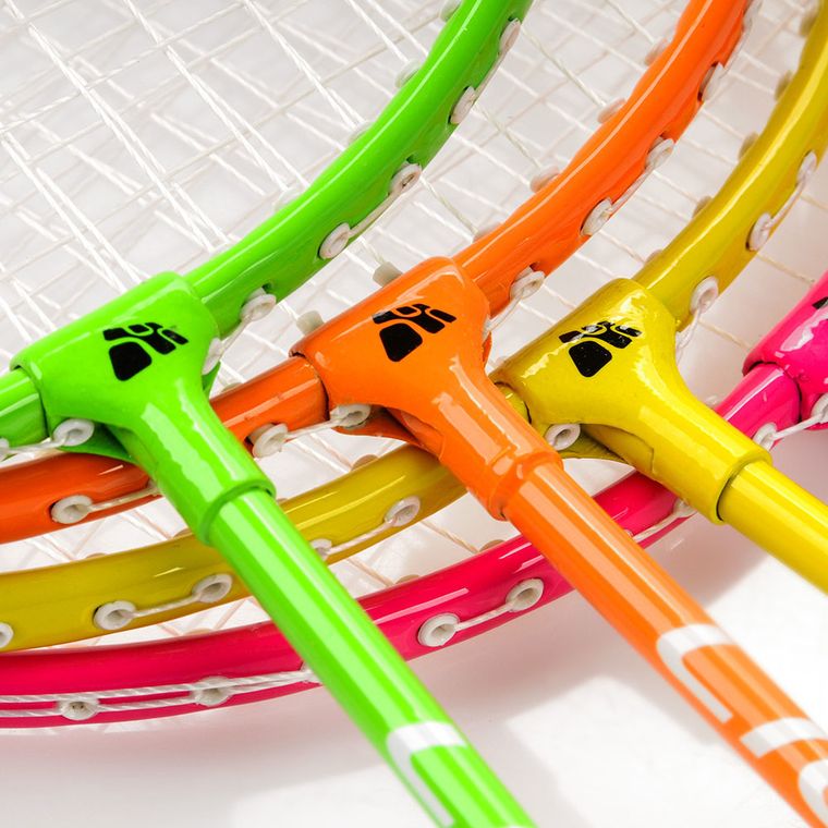 Meteor, zestaw do badmintona, stalowy, zielono-pomarańczowo-żółto-różowy