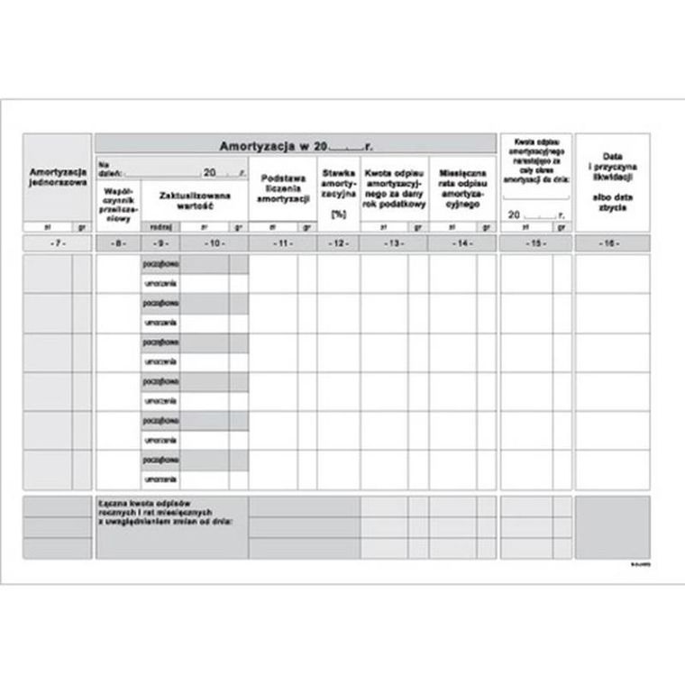 Michalczyk i Prokop Druki, druk A5, ewidencja środków trwałych, K-8