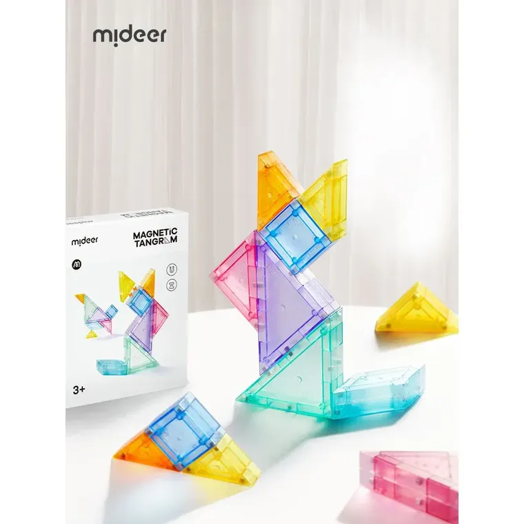 Mideer, tangram, klocki magnetyczne 3D z klepsydrą