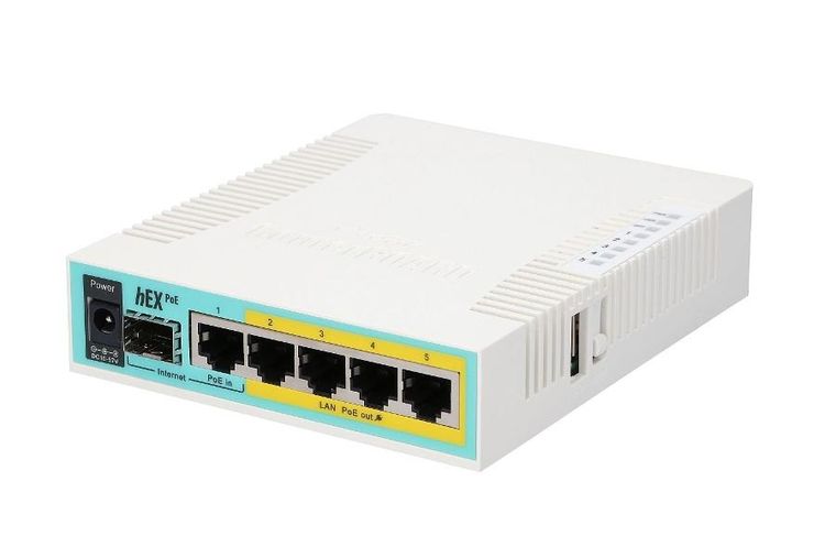 MikroTik, hExPoE, router, 5xRJ45 1000Mb/s, 1xSFP, 1xUSB