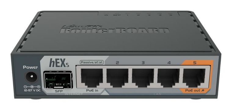 MikroTik, hExS, router, RB760IGS, 5xRJ45 1000Mb/s, 1xSFP, 1xUSB