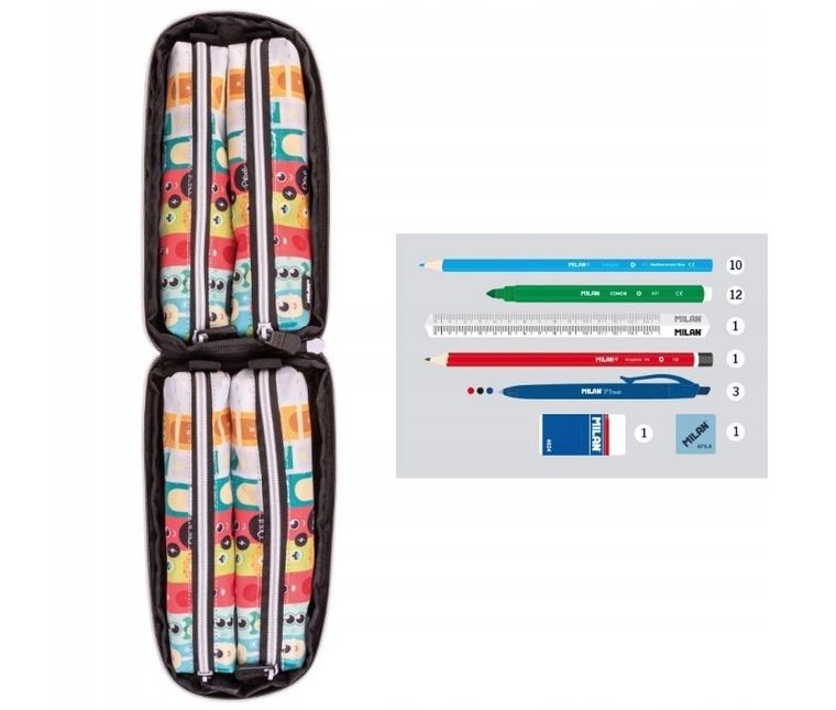 Milan, Aliens, multipiórnik, owalny, 4 piórniki, wielokolorowy