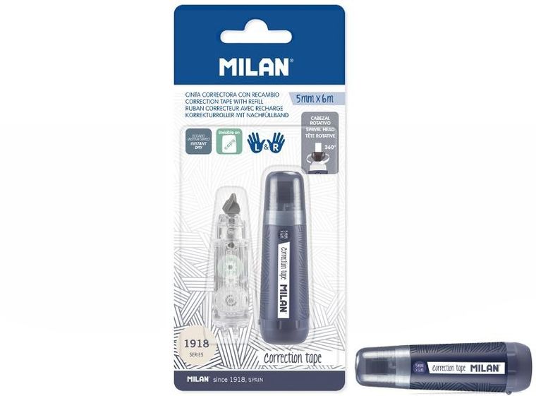 Milan, korektor w taśmie, niebieski + wkład