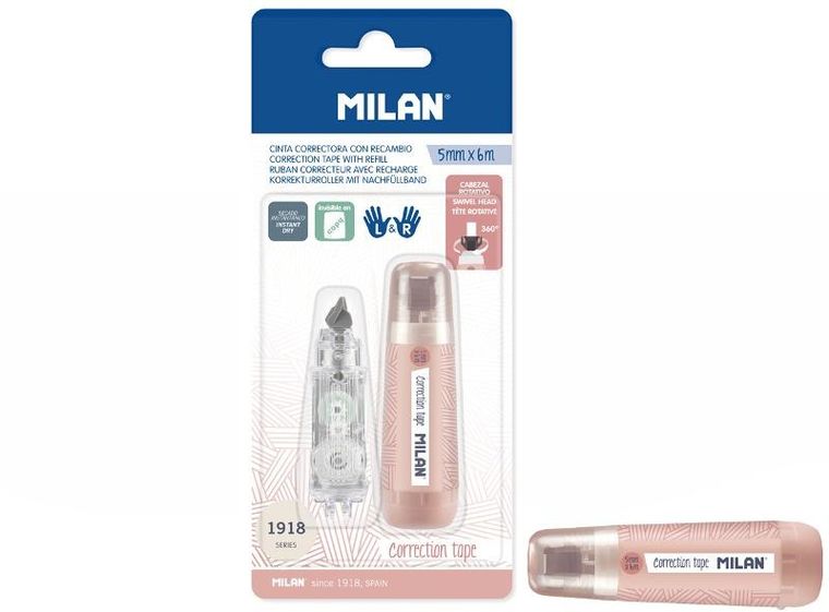 Milan, korektor w taśmie, niebieski + wkład