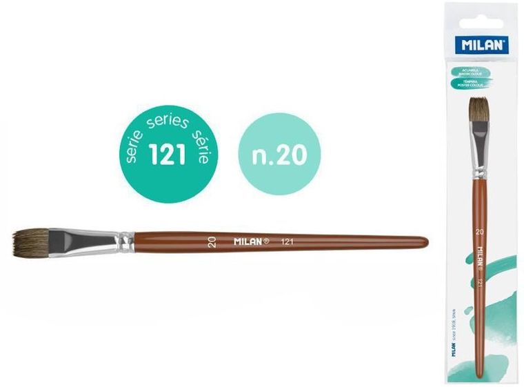 Milan, pędzel płaski z włosia koziego, seria 121, nr 20, 1 szt.
