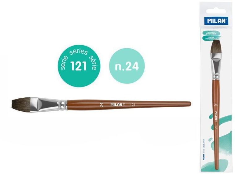 Milan, pędzel płaski z włosia koziego, seria 121, nr 24, 1 szt.