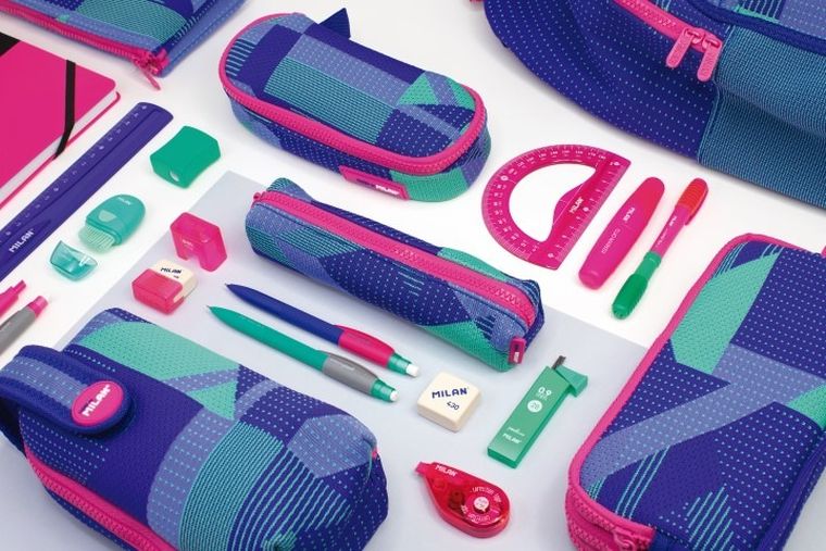 Milan, piórnik mini, kwadratowy, Knit fiolet