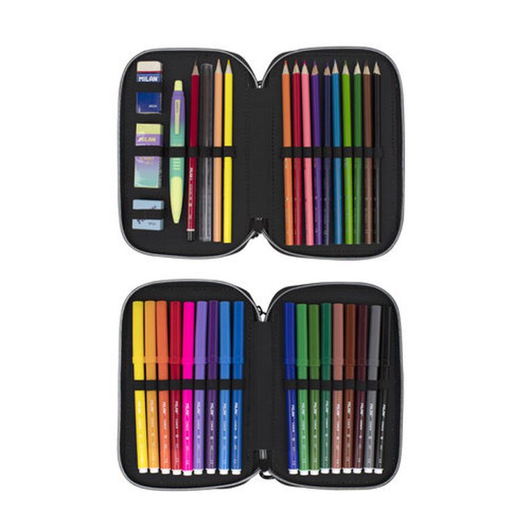 Milan, piórnik z wyposażeniem, sunset, zielony