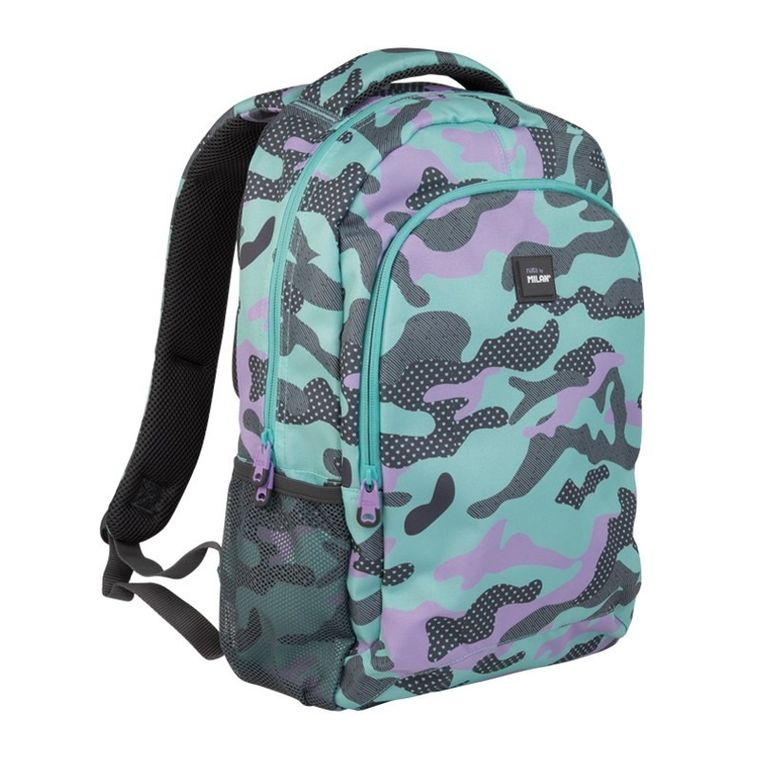 Milan, Turquoise Camouflage, plecak szkolny, 17 l, zielono-fioletowy