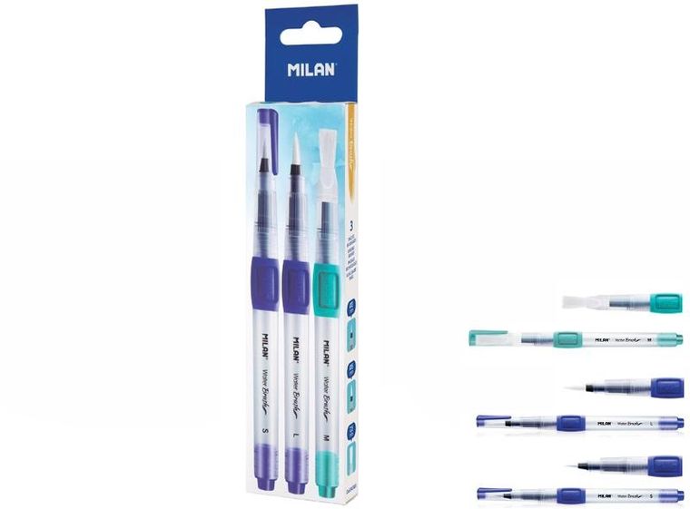 Milan, zestaw pędzli wodnych, 3 szt.