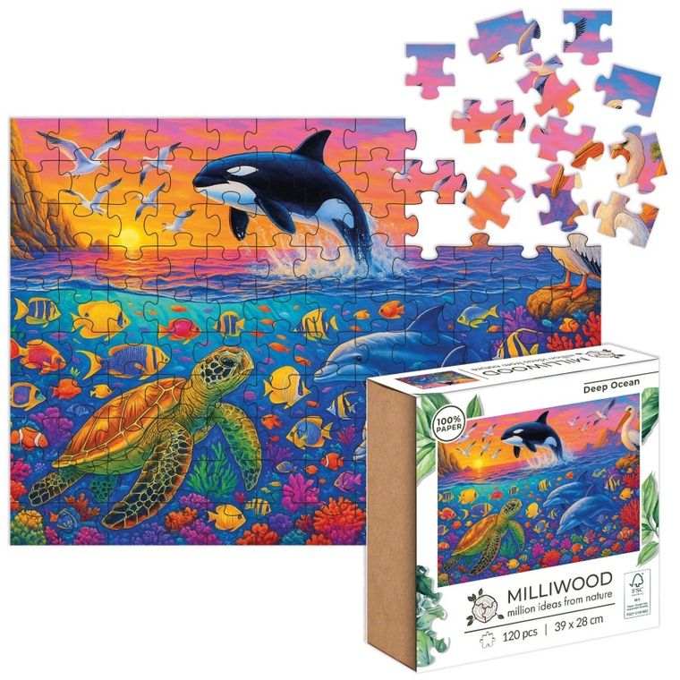 Milliwood, Głębia Oceanu, puzzle drewniane, 120 elementów