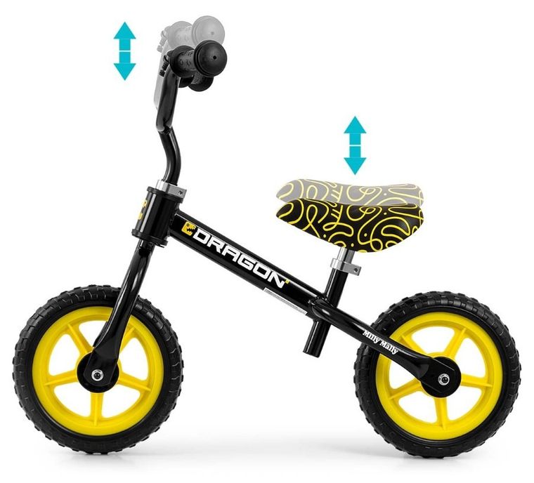 Milly Mally, Dragon, rowerek biegowy, czarny