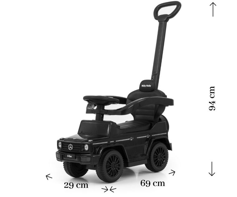 Milly Mally, Mercedes-Benz, G350d, jeździk z rączką, Black