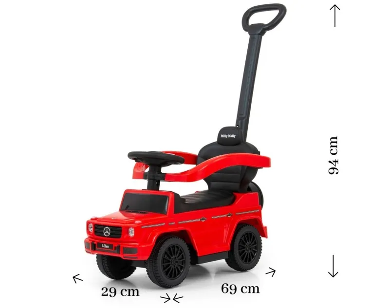 Milly Mally, Mercedes-Benz, G350d, jeździk z rączką, Red