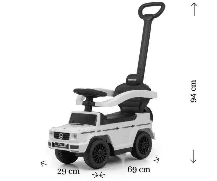 Milly Mally, Mercedes-Benz, G350d, jeździk z rączką, White
