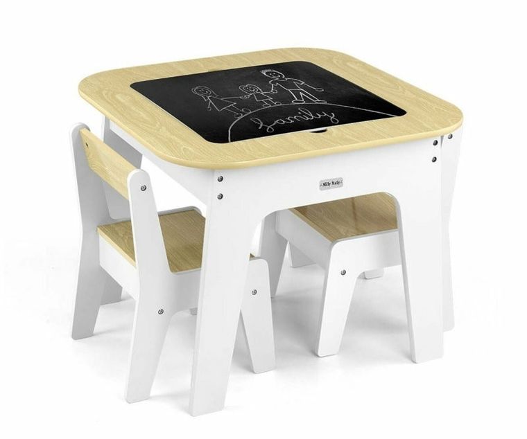 Milly Mally, Olaf Blocks, zestaw mebli, stolik i dwa krzesła, białe