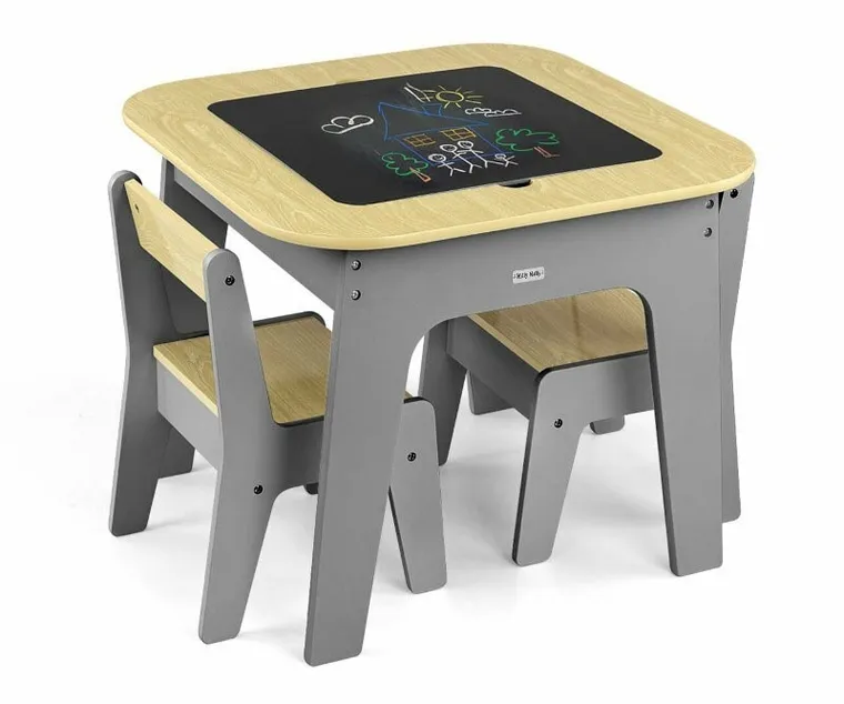 Milly Mally, Olaf Blocks, zestaw mebli, stolik i dwa krzesła, szare