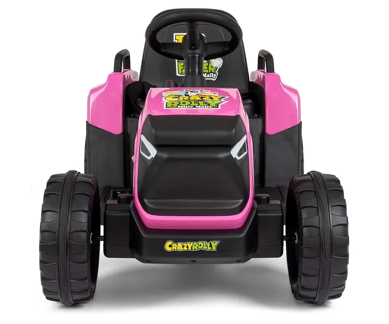 Milly Mally, Rolly, traktor, pojazd na akumulator z przyczepą, różowy