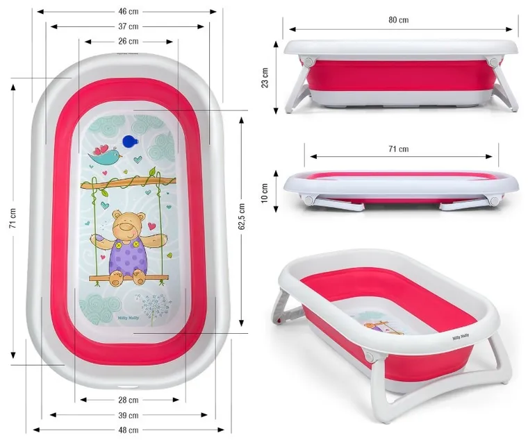 Milly Mally, wanienka składana, Aqua Pink