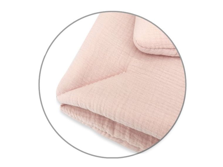MimiNu, 2-częściowy komplet pościeli z wypełnieniem, całoroczny, muślin bawełniany, pudrowy róż, 60-70 cm + 40-30 cm