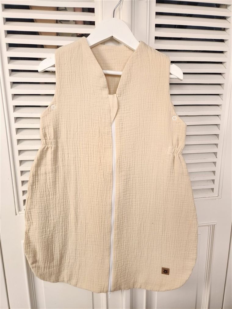 MimiNu, AVI, całoroczny śpiworek do spania, muślin, ciepły beż, TOG 2-2.5, 3-12m