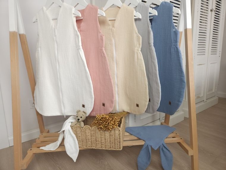 MimiNu, Avi, muślinowy śpiworek na suwak, szary, letni, TOG 0.5, 3-12m