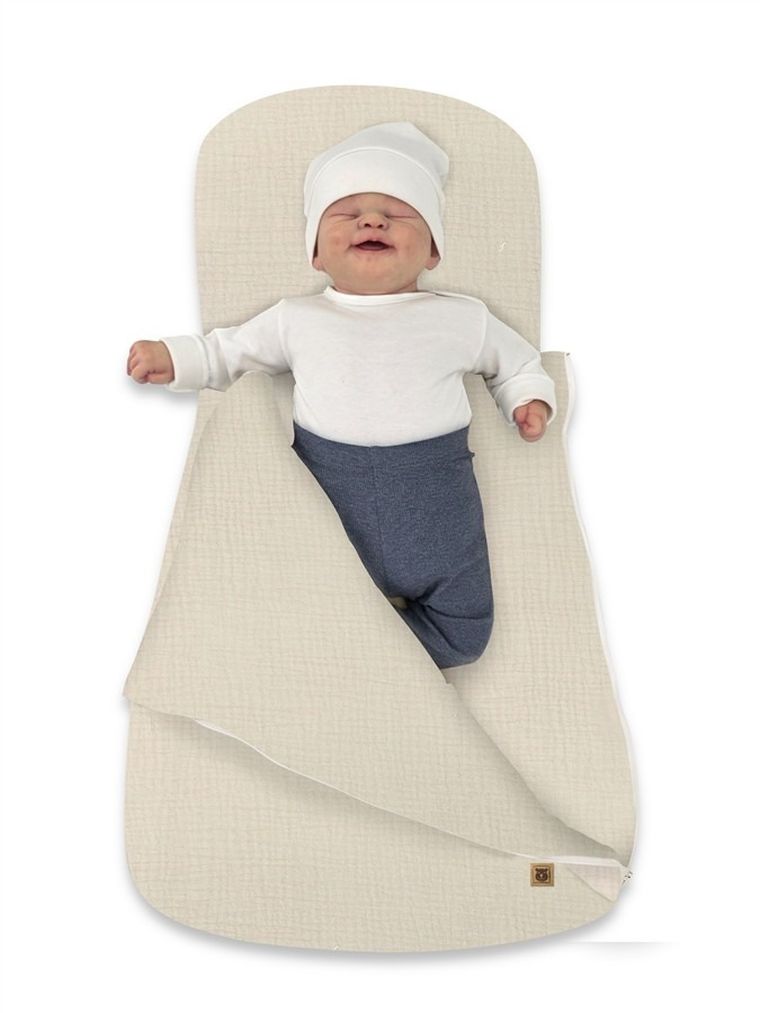 MimiNu, becik do spania i tulenia, muślin bawełniany, TOG 2-2.5, ciepły beż