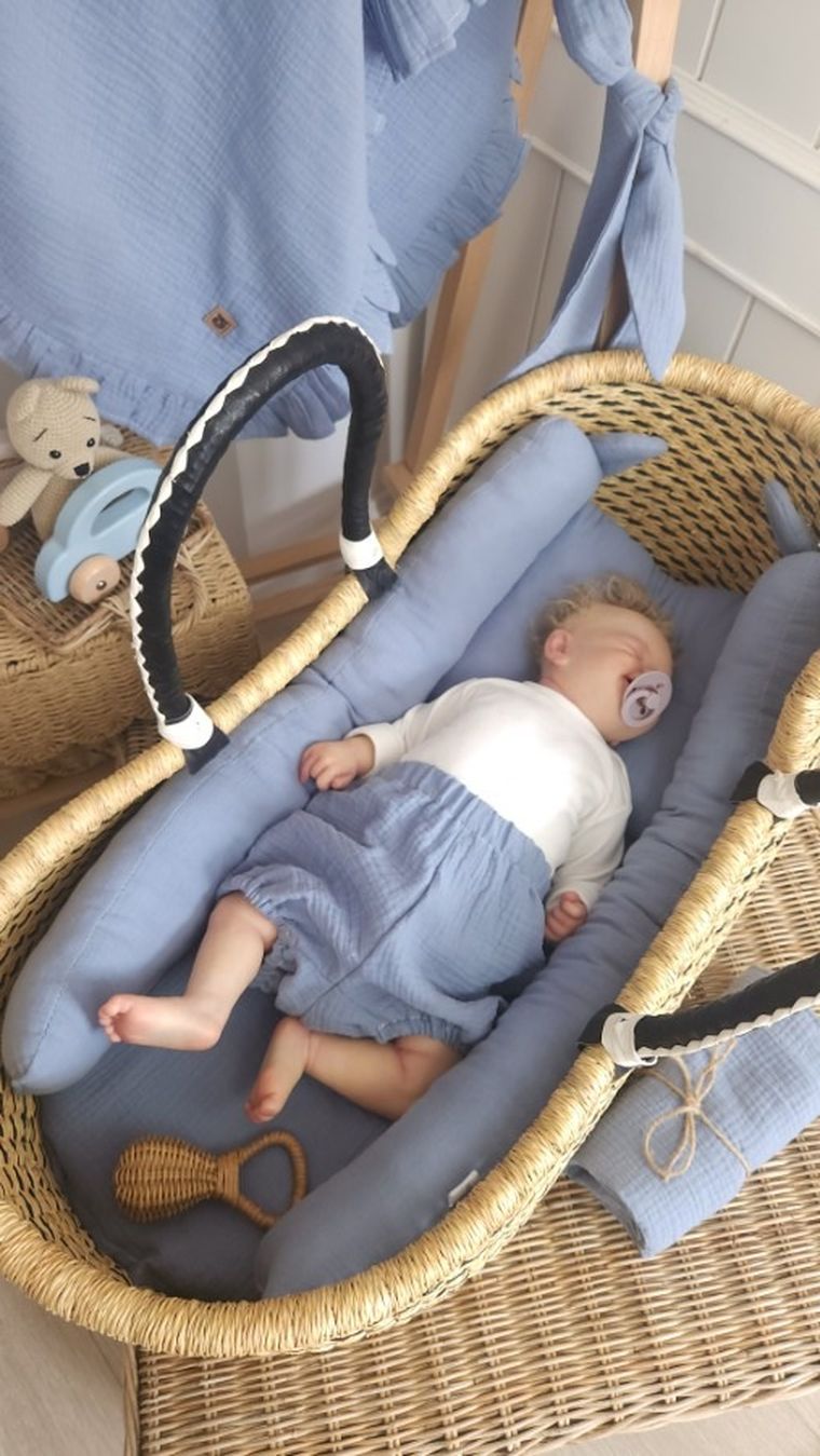 MimiNu, Bloomersy, muślinowe majtki na pieluchę, jeans, rozmiar S, 0-1 l.