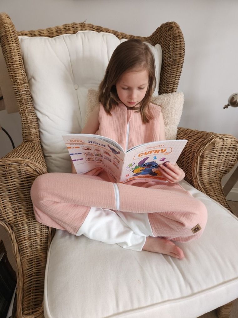 MimiNu, całoroczny śpiworek z nogawkami, muślin, pudrowy róż, TOG 1.5-1.75, rozmiar S, 1-2,5l