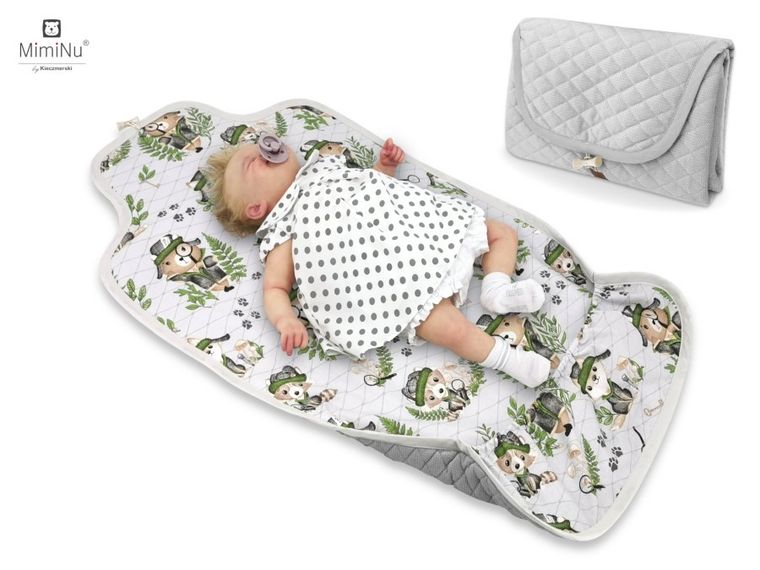 MimiNu, Detektyw Natural, przewijak turystyczny, velvet pikowany, szary