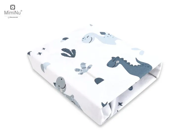 MimiNu, Dino, prześcieradło bawełniane z gumką, 80-160 cm