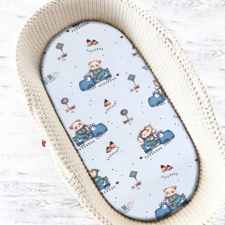 MimiNu, Dino w Autach, prześcieradło do gondoli, 80-35 cm