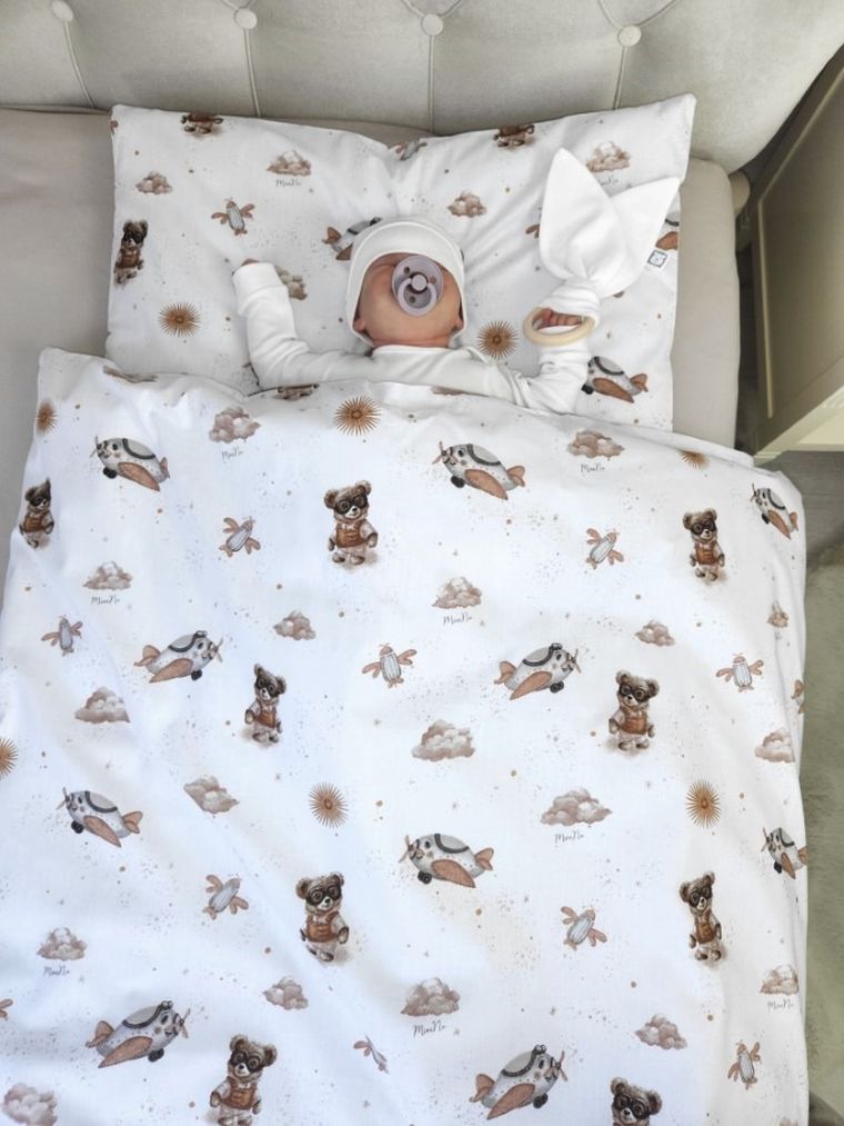 MimiNu, Duo, Misie, poszewka na poduszkę, beż, 30-40 cm, 2 szt.