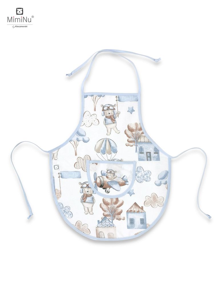 MimiNu, fartuszek dziecięcy, bawełna, piloci, błękit